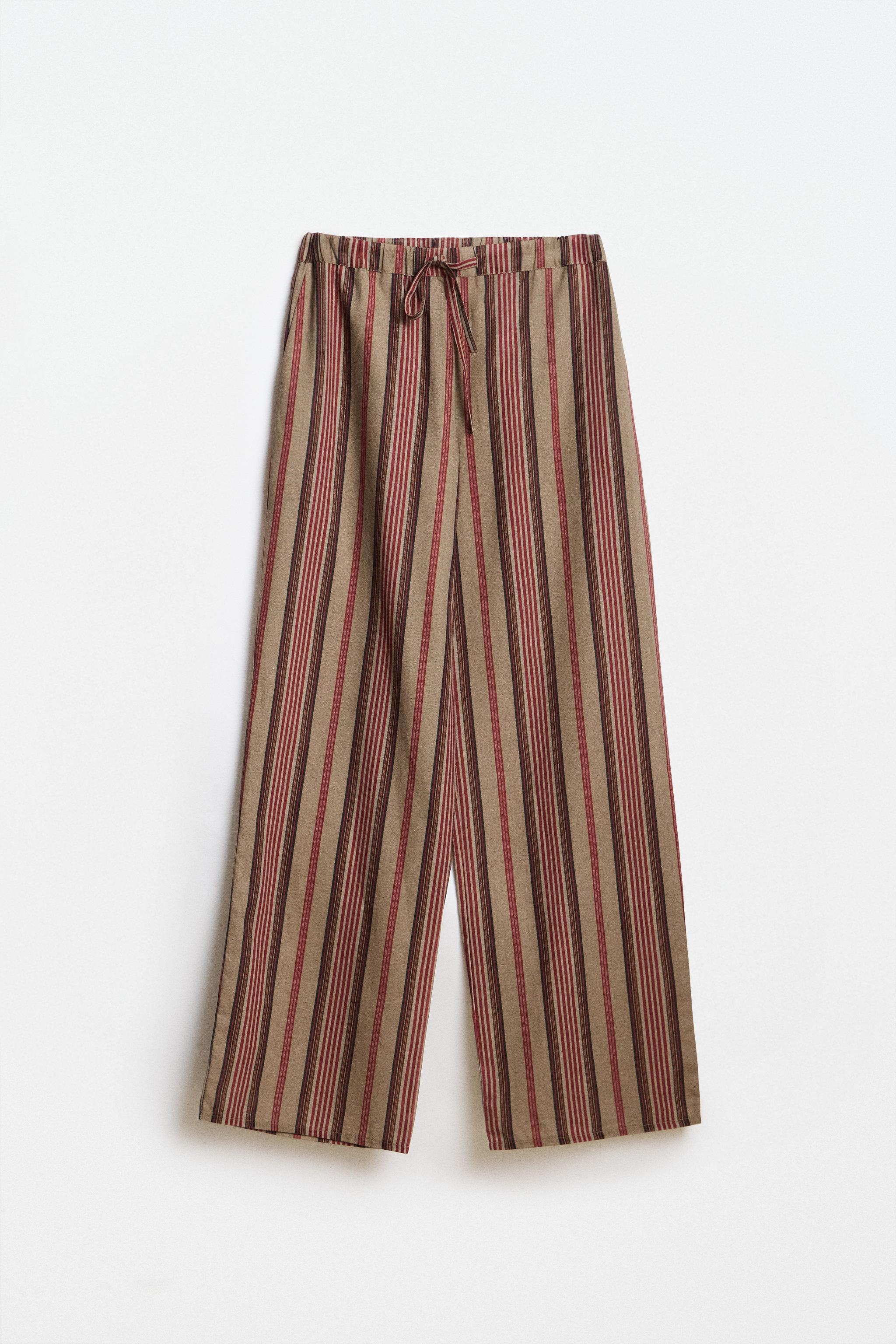 COTTON LINEN STRIPED TROUSERS | KATHARINE POLE